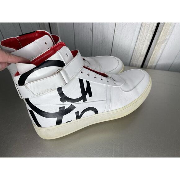Calvin Klein Sneakers Navin Nappa Logo High Top White Black Size 10.5 - Picture 3 of 7
